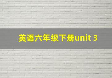 英语六年级下册unit 3